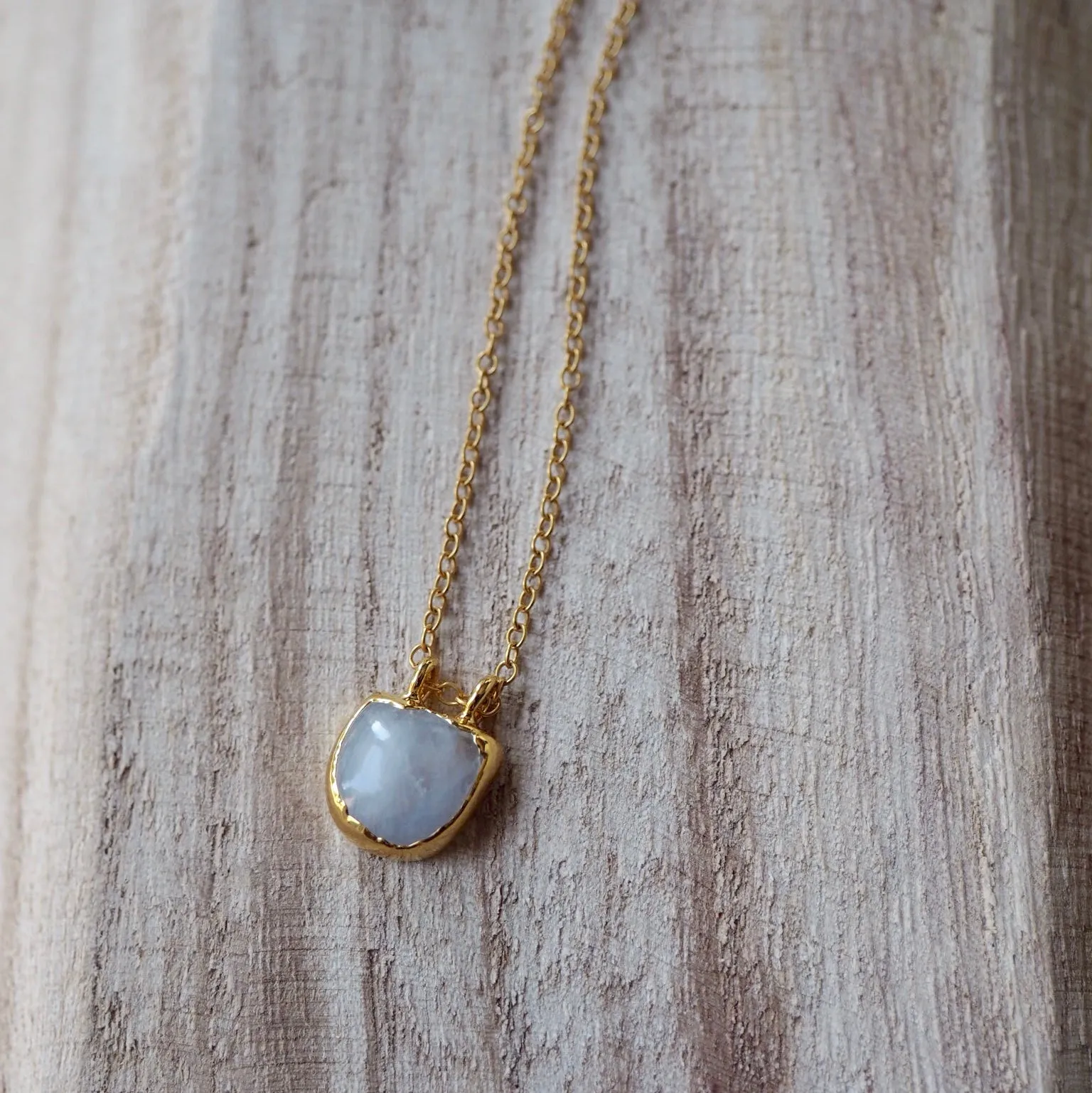 Half Moon Gold Necklace with Moonstone