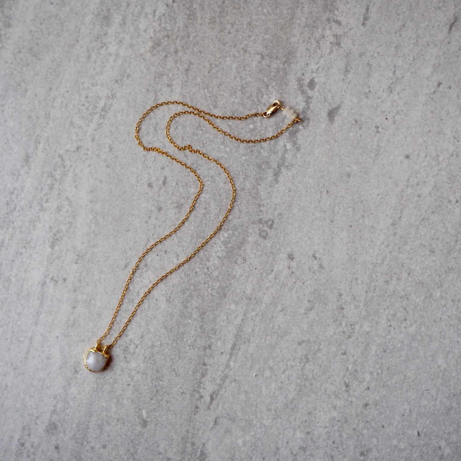 Half Moon Gold Necklace with Moonstone