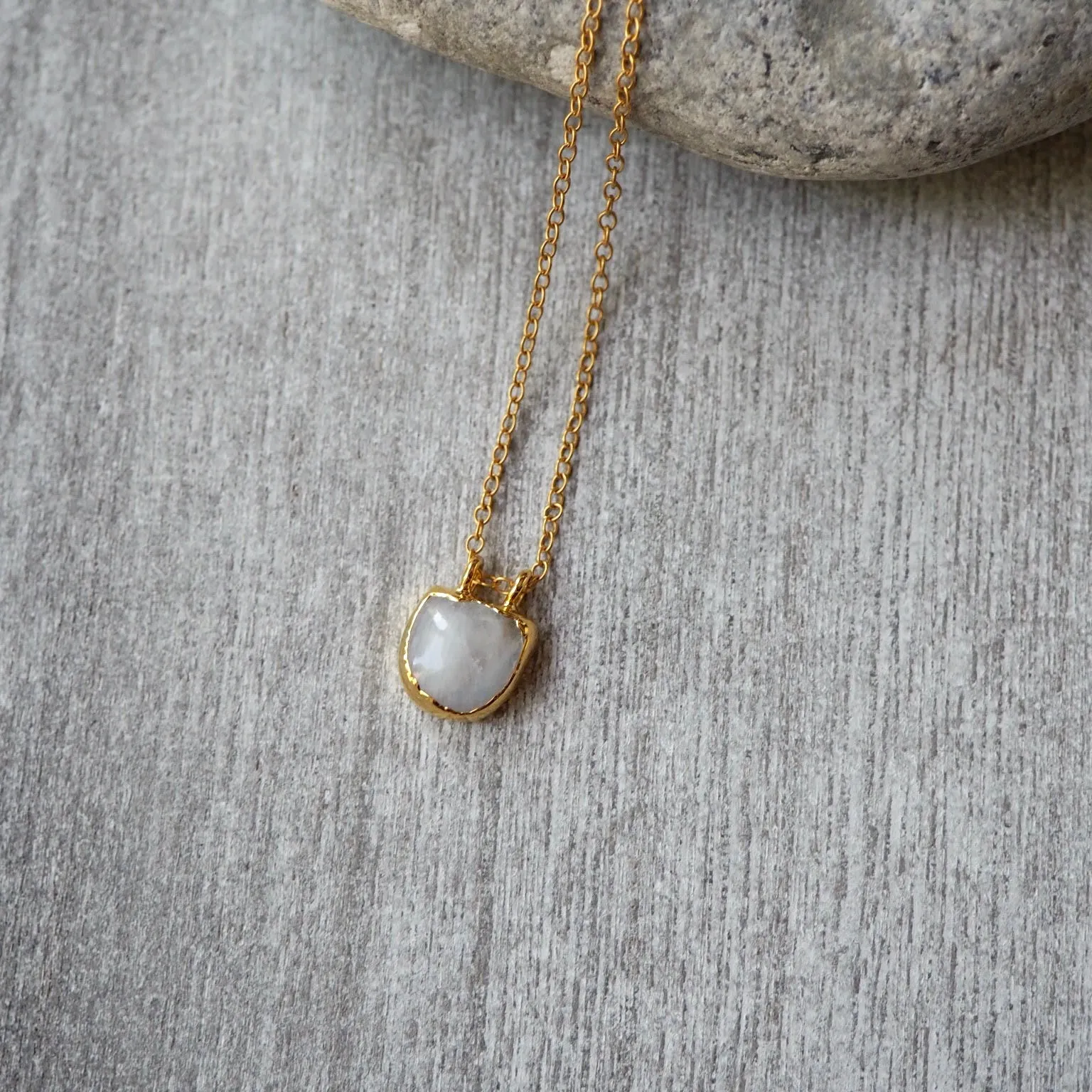 Half Moon Gold Necklace with Moonstone