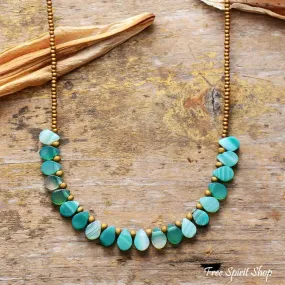 Handmade Green Onyx Drop Bead Necklace