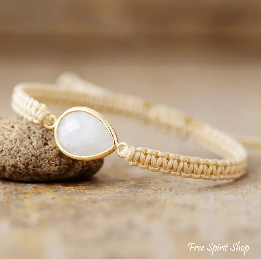 Handmade Moonstone Teardrop Adjustable Bracelet