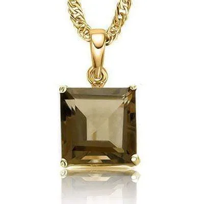 HEAVY 3/5 CARAT SMOKEY TOPAZ 10KT SOLID GOLD PENDANT