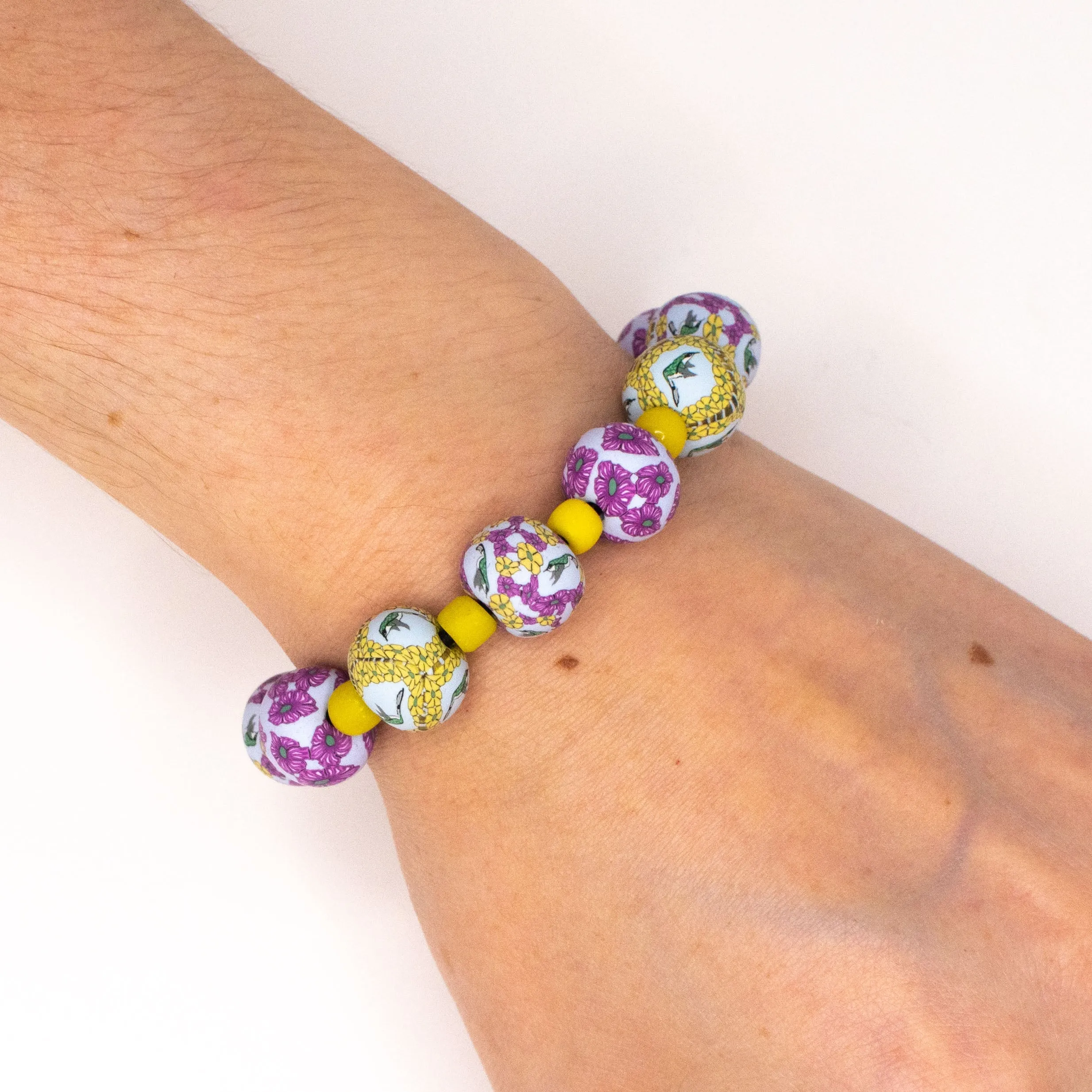 Hummingbird Large Bead Glass Bracelet