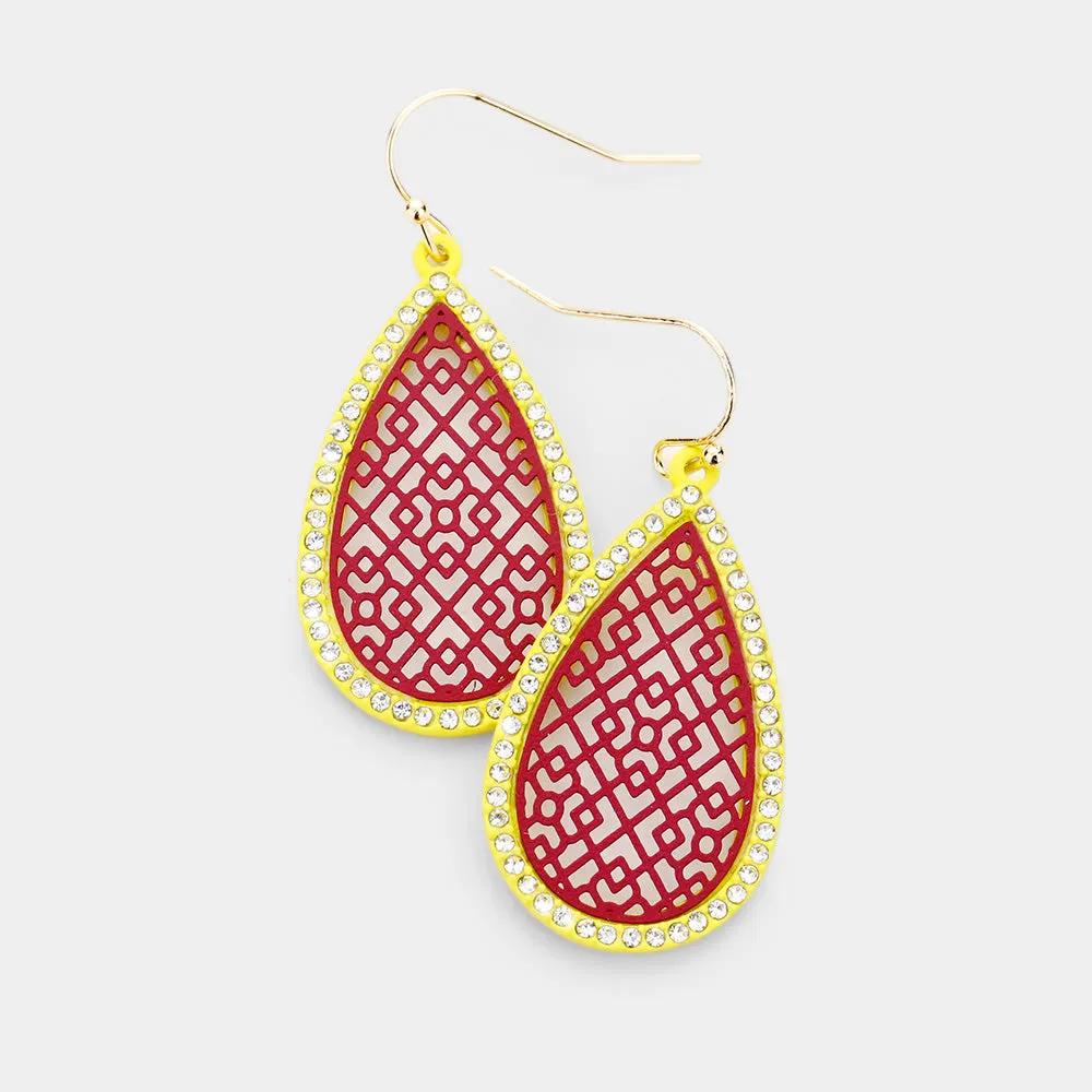 iLLASPARKZ Filigree Rhinestone Pave Teardrop Earrings