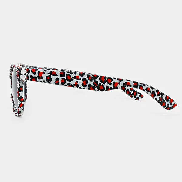 iLLASPARKZ Leopard Rhinestone Wayfarer Sunglasses