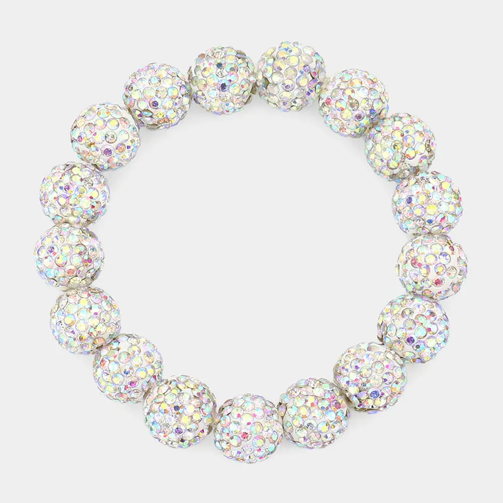 iLLASPARKZ Rhinestone Pave Ball Stretch Bracelet