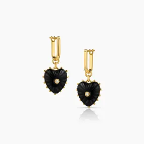 ISABEL ONYX HEART EARRINGS