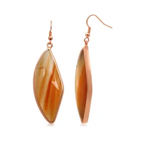 Jewelili 10K Rose Gold Over Brass Natural Red Agate Dangle Earrings