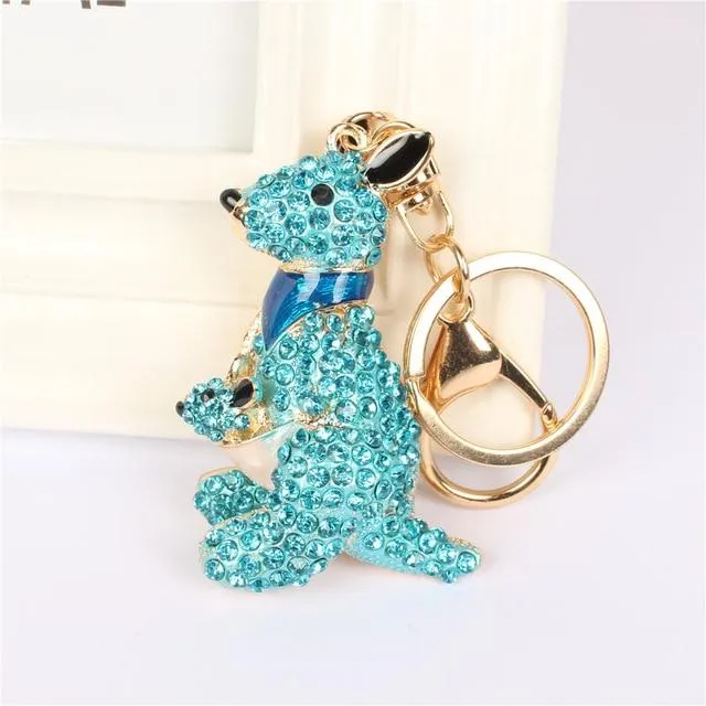 Kangaroo Rhinestone Crystal Charm Purse Pendant & Gift Key Chain