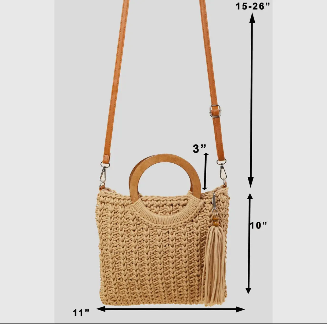 Katy Hoop Handle Crochet Knit Tote Bag