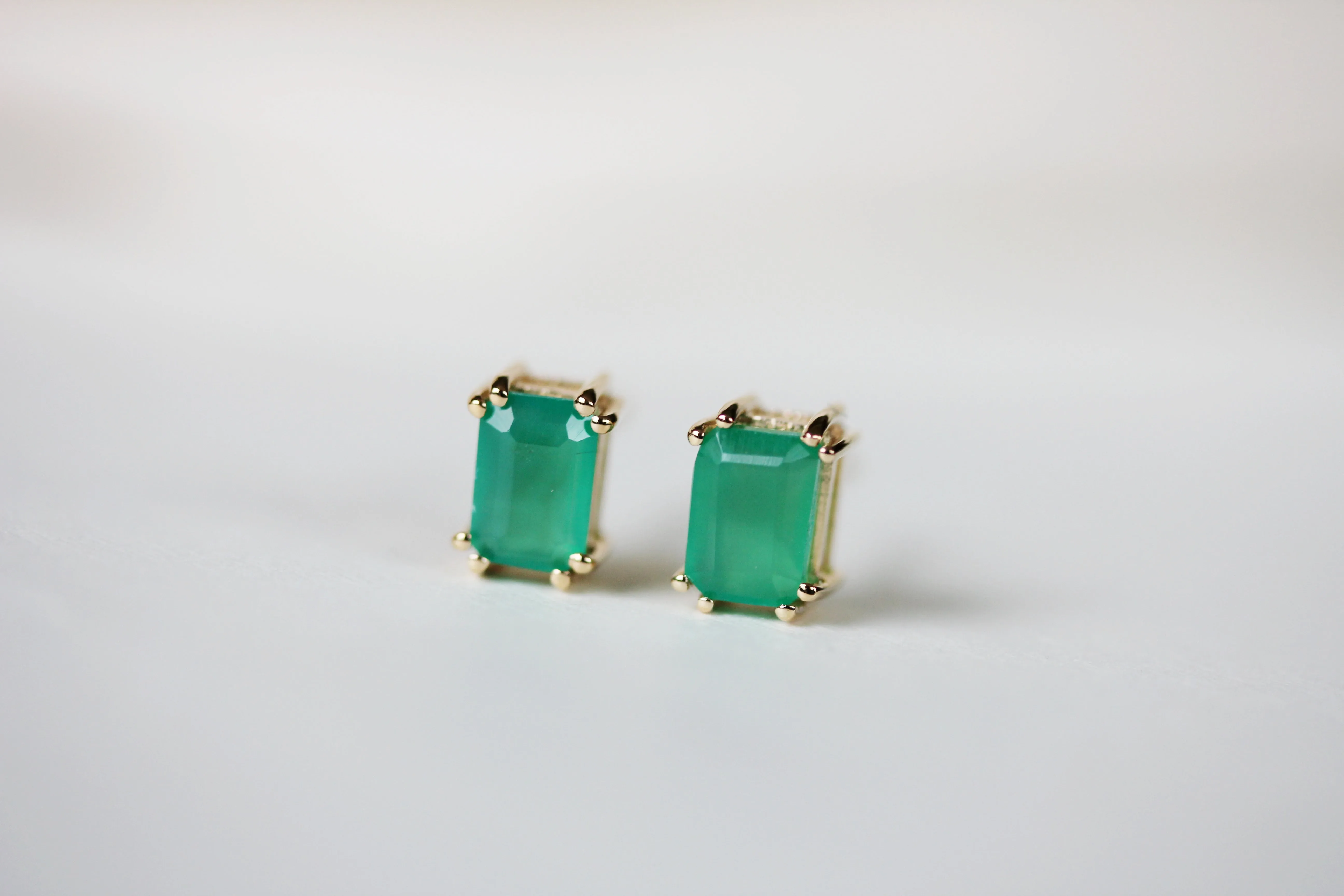 Lake Studs in Green Onyx