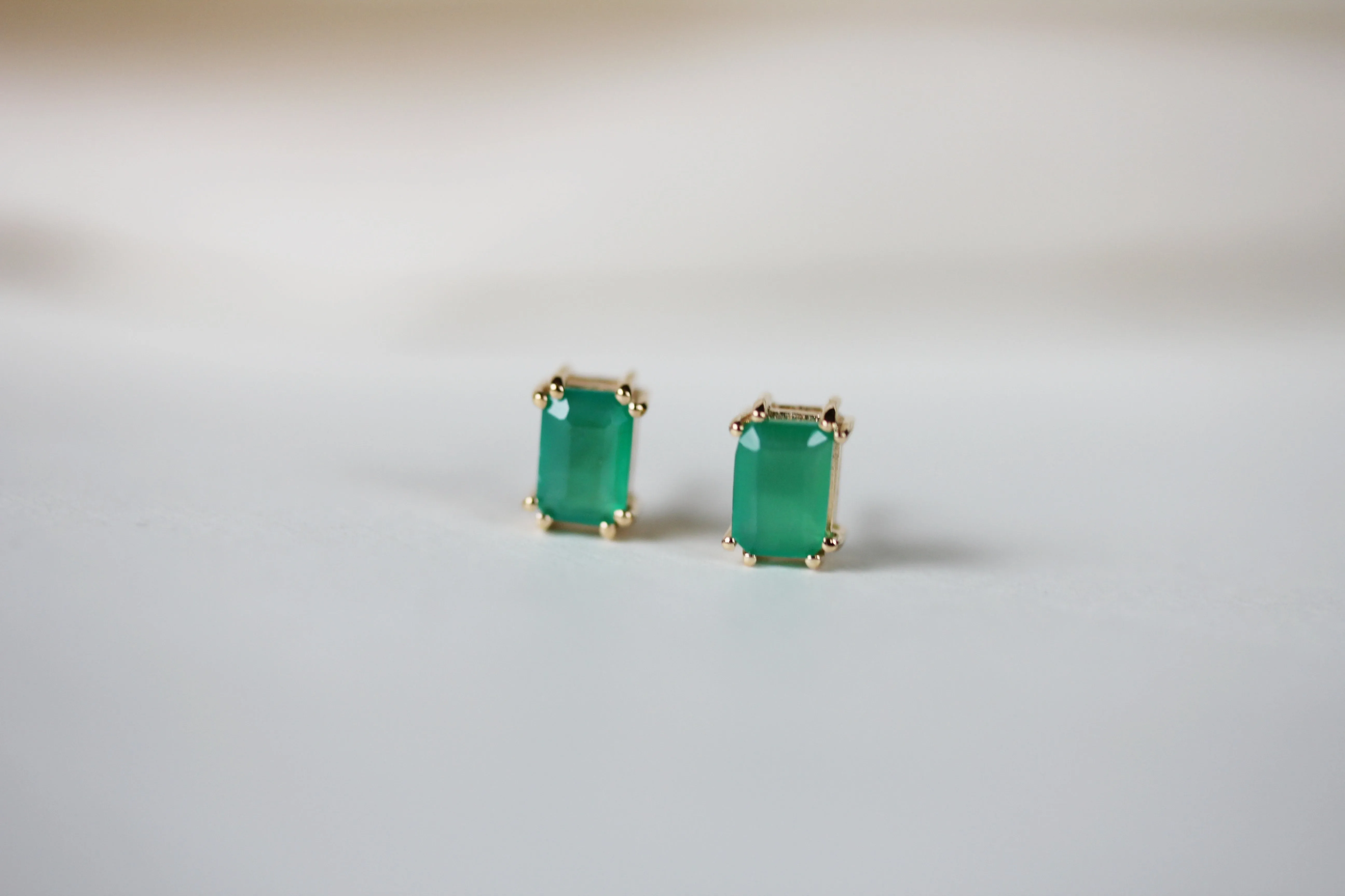 Lake Studs in Green Onyx