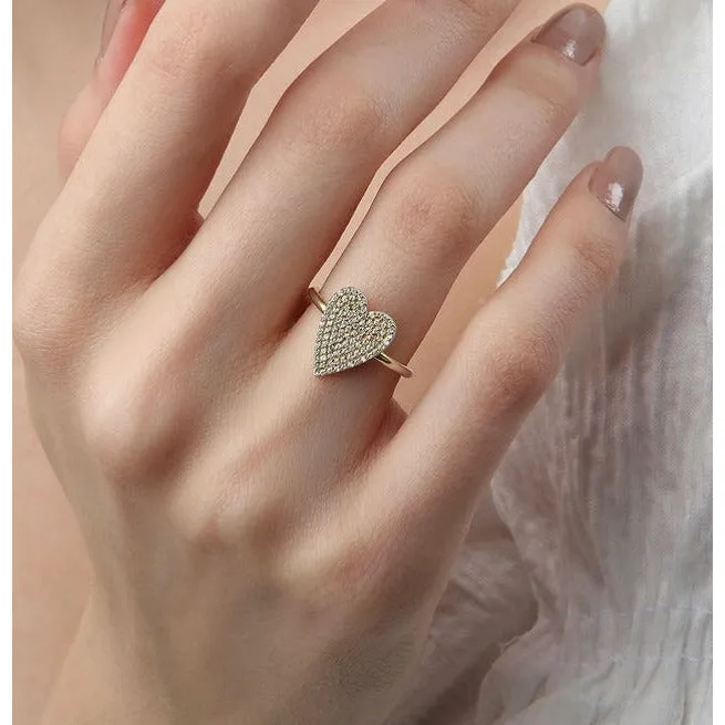 Lauren White Topaz Pave Heart Ring