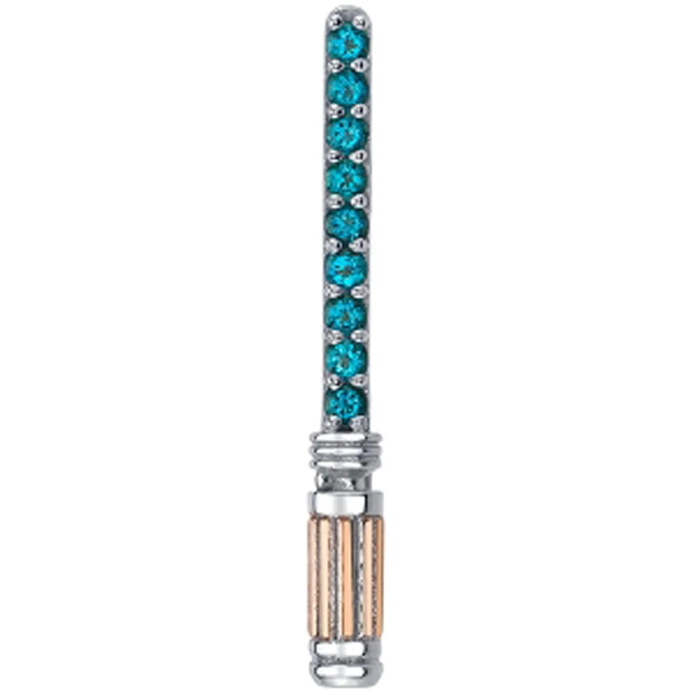 Leia's Saber Double Threaded End in Gold with Paraiba Topaz'