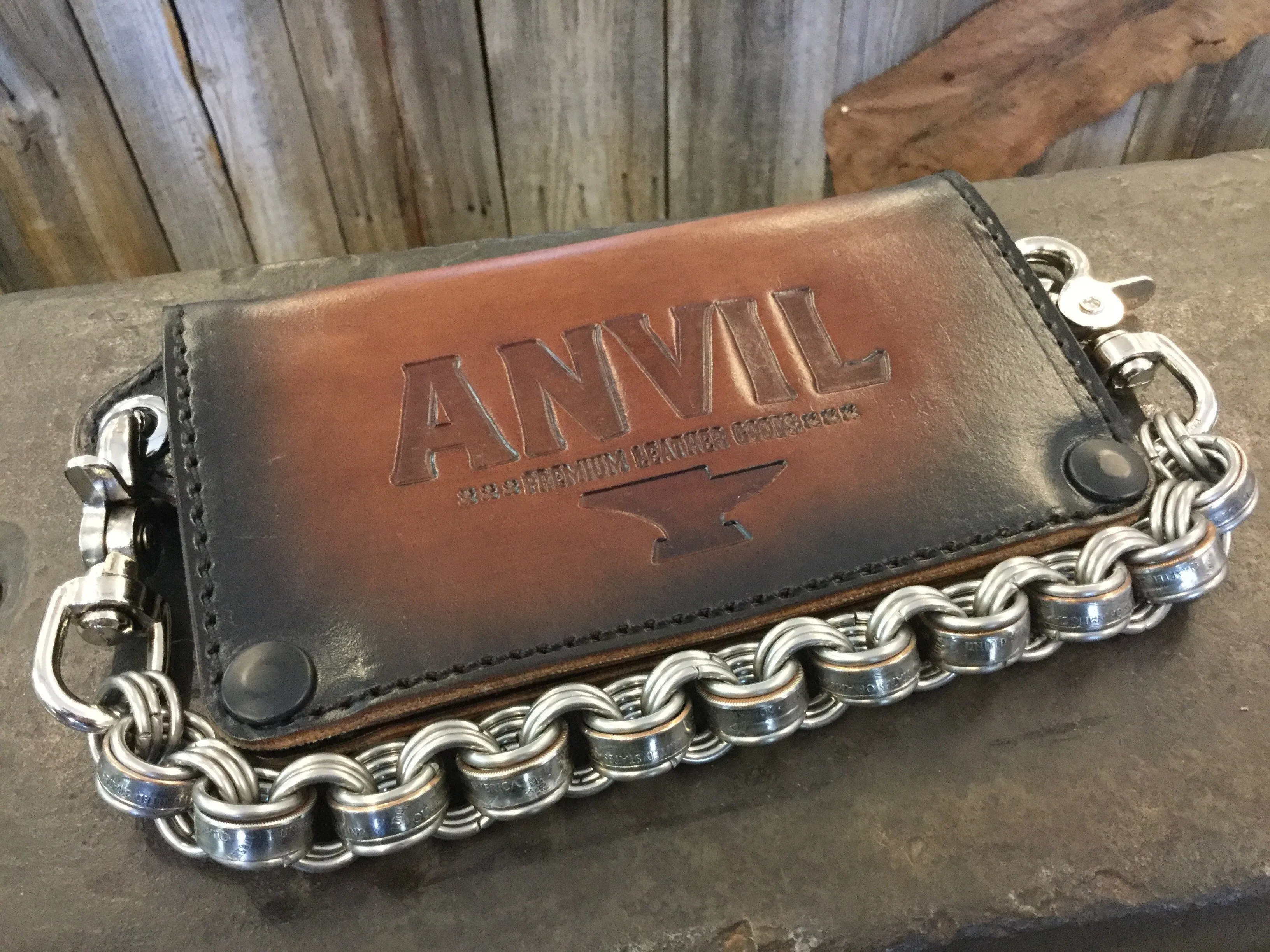 Long Biker Leather Chain Wallet - Anvil Bold