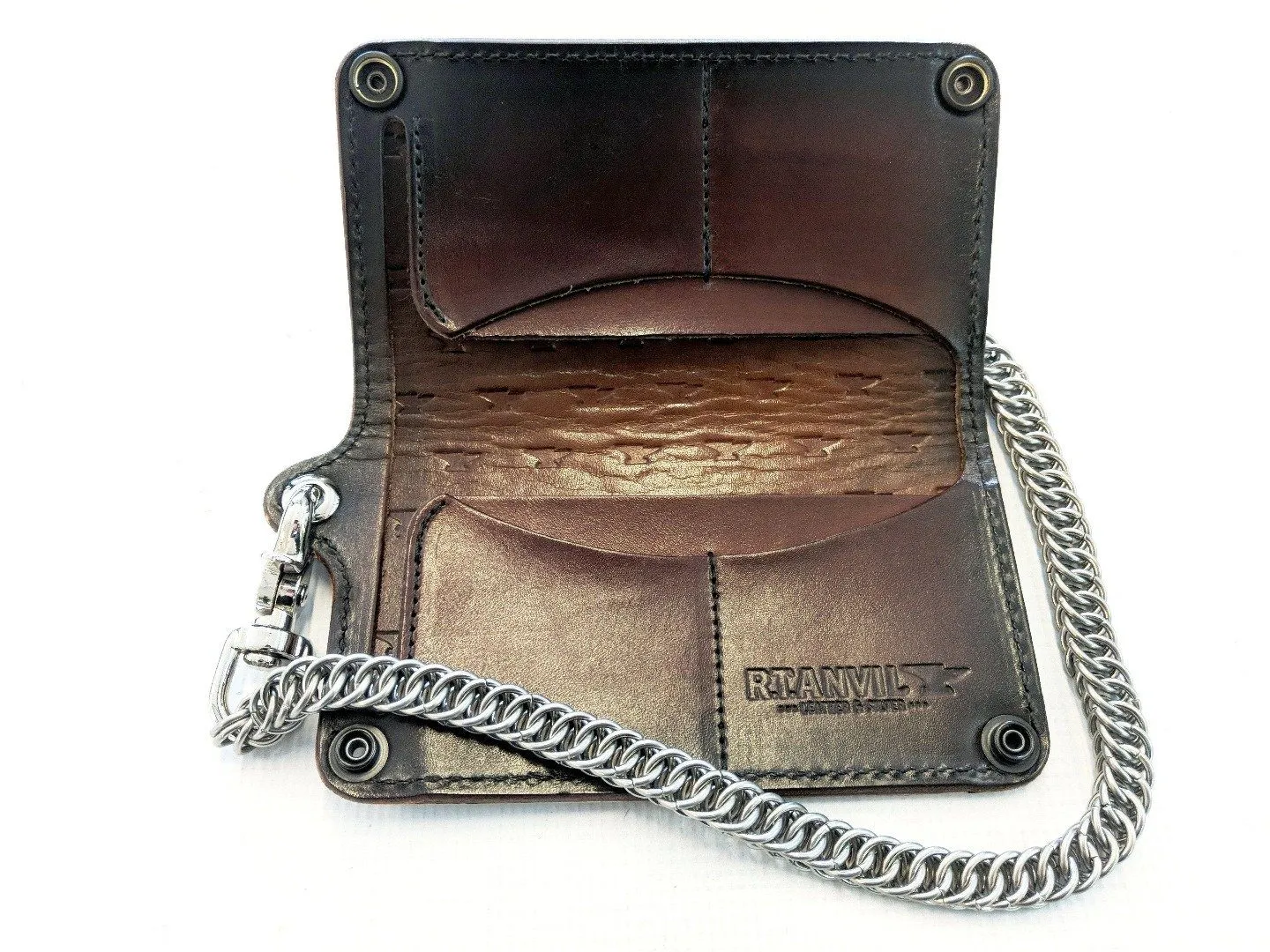 Long Biker Leather Chain Wallet - Anvil Bold