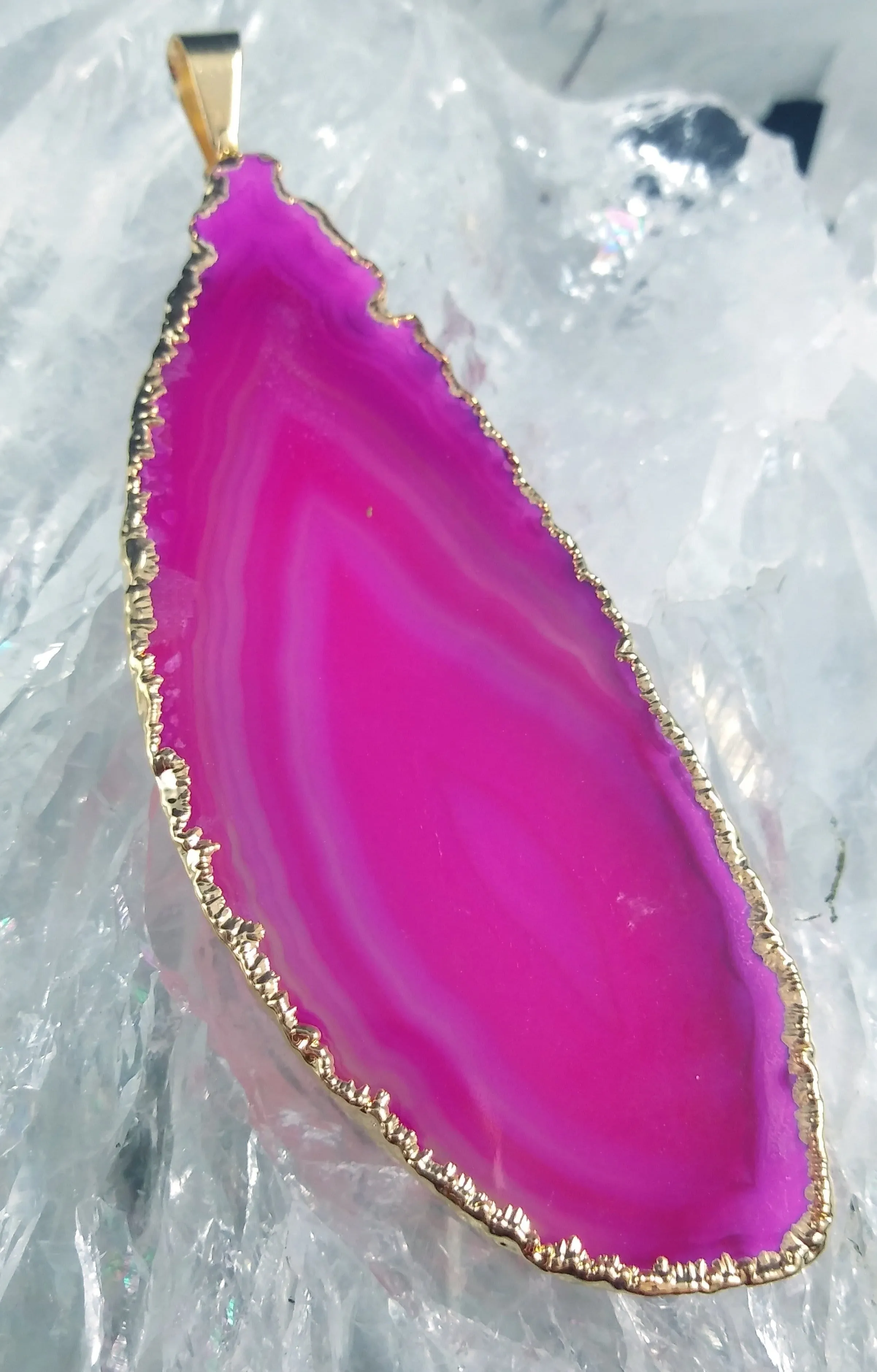 Magenta Agate Slice Pendant