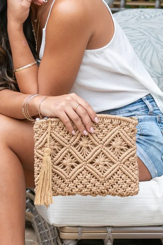 Magnolia Tassel Clutch