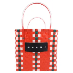 Marni Red Woven Basket Bag with Logo Detail