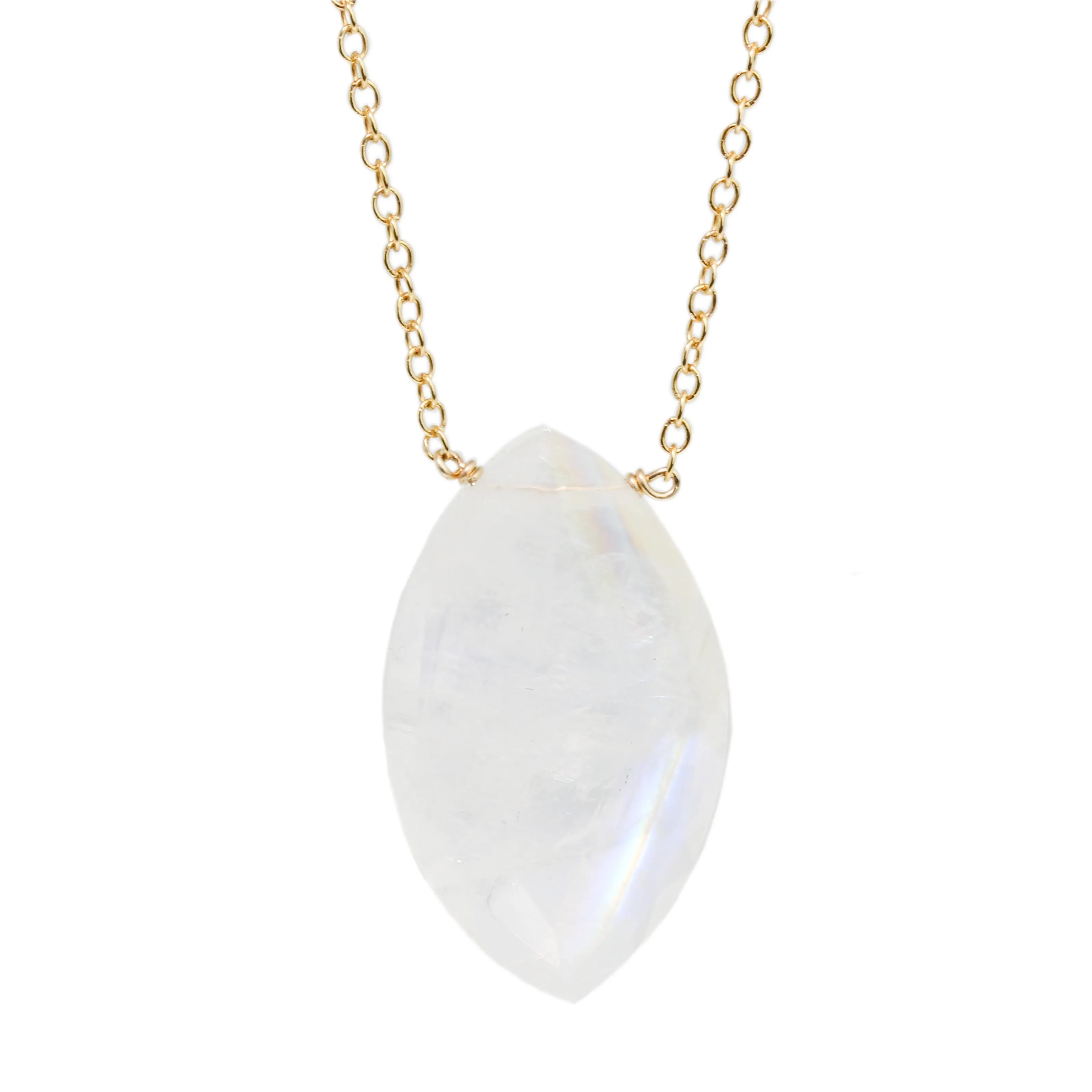 Marquis Rainbow Moonstone Necklace