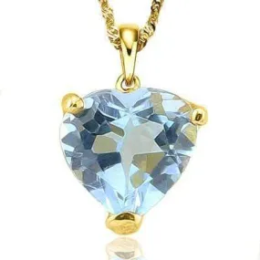 MARVELOUS 0.5 CARAT TW (1 PCS) BLUE TOPAZ 10K SOLID YELLOW GOLD PENDANT