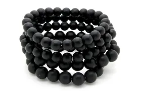 Matte Natural Black Onyx Stretch Gemstone Bracelet