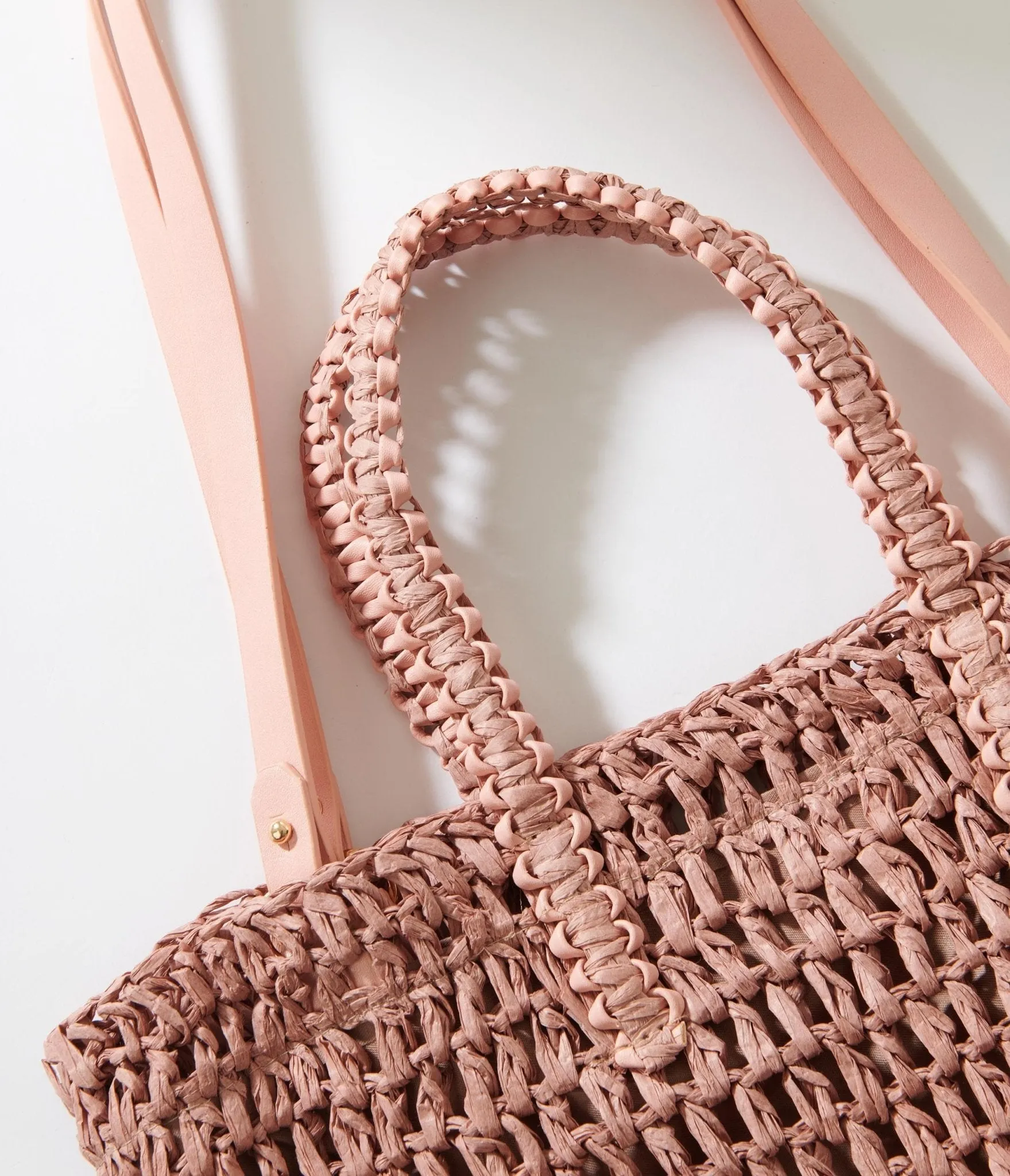 Mauve Pink Straw Tote Bag