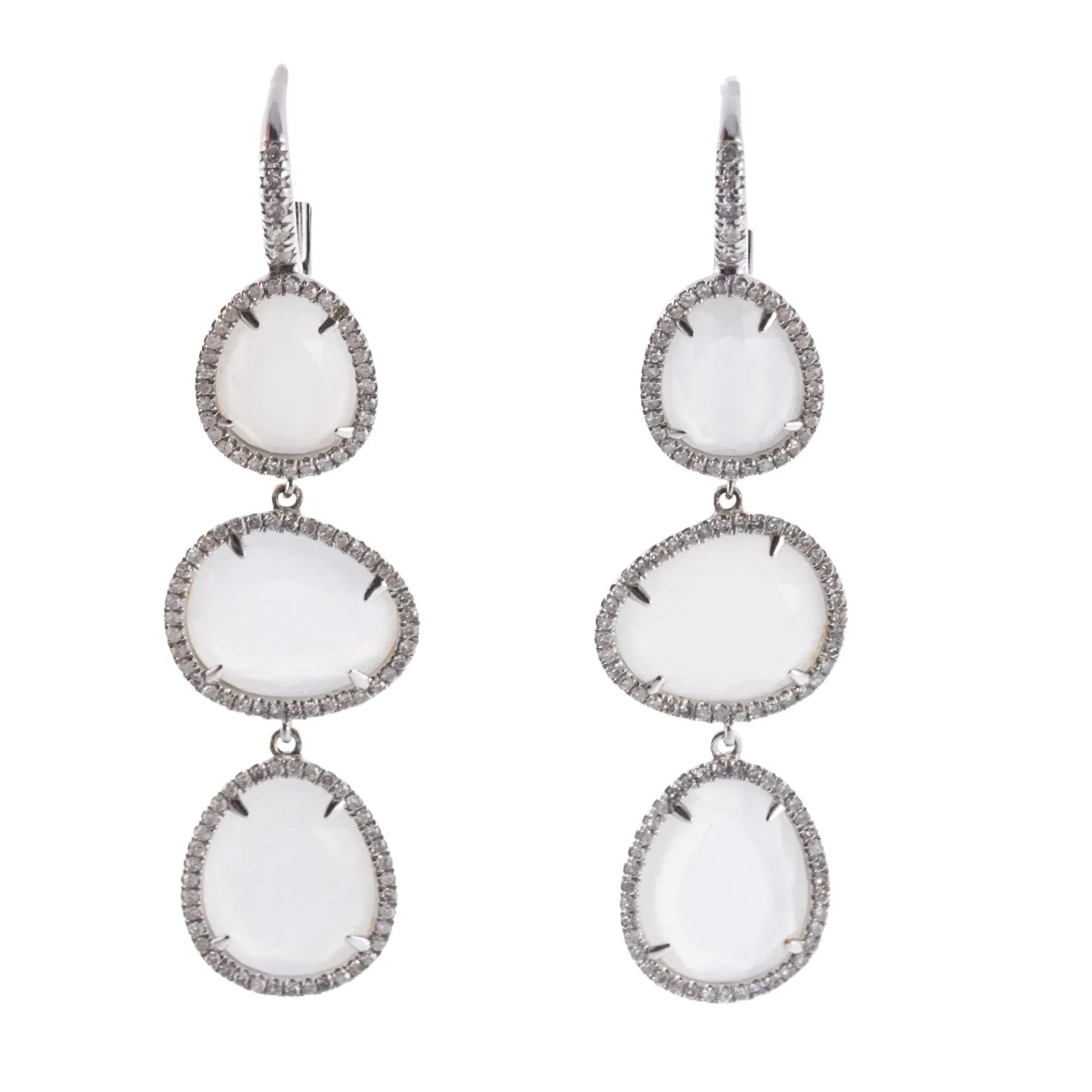 Mimi Milano Talita Moonstone Diamond Gold Drop Earrings