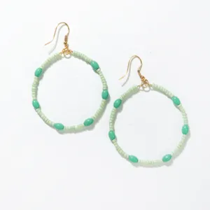 Mint Glass Hoop Dangle