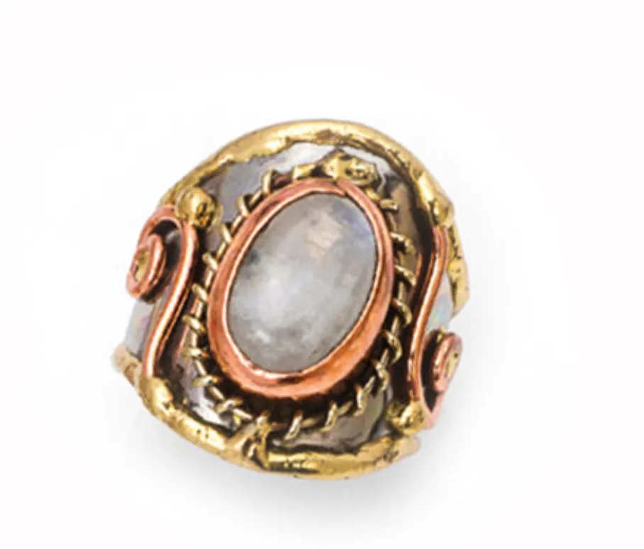 Mixed Metal Ring - Moonstone