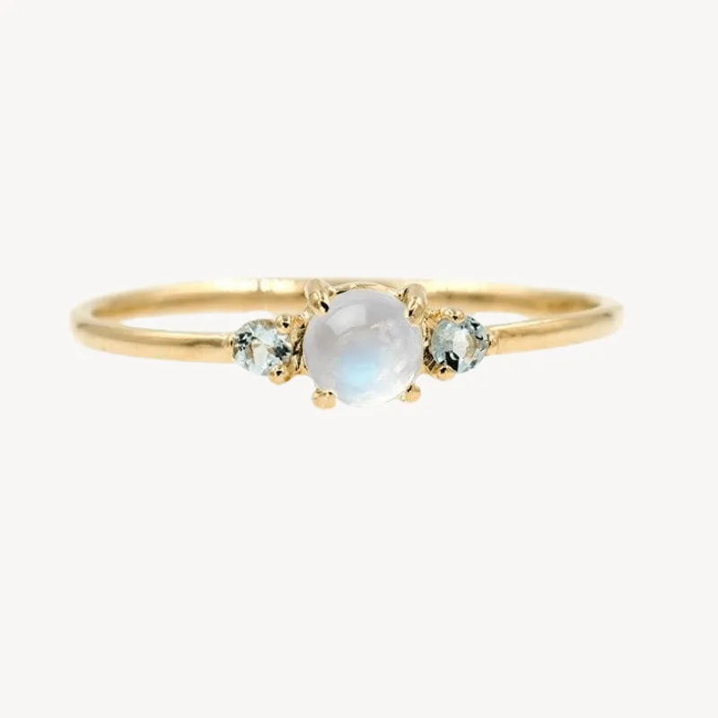 Moonstone Aquamarine Trio Ring