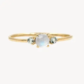 Moonstone Aquamarine Trio Ring