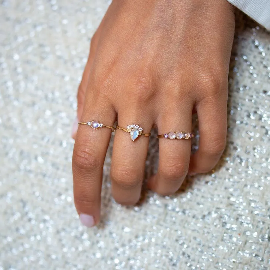 Moonstone Aquamarine Trio Ring