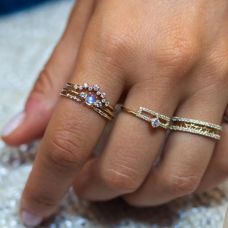 Moonstone Aquamarine Trio Ring