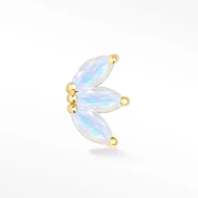 Moonstone Flat Back Earring Baby Lotus 14k Yellow