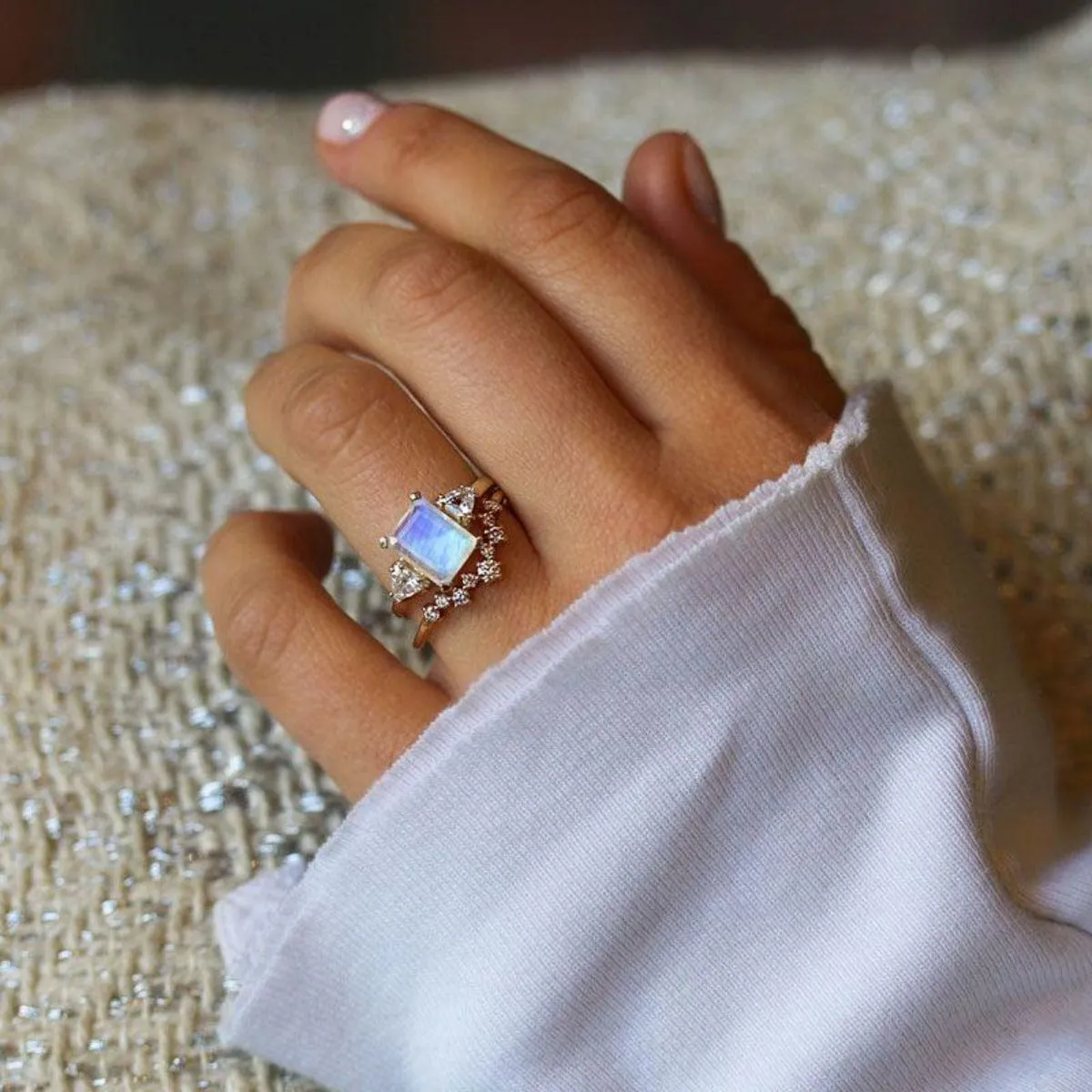 Moonstone Sapphire Muse Ring