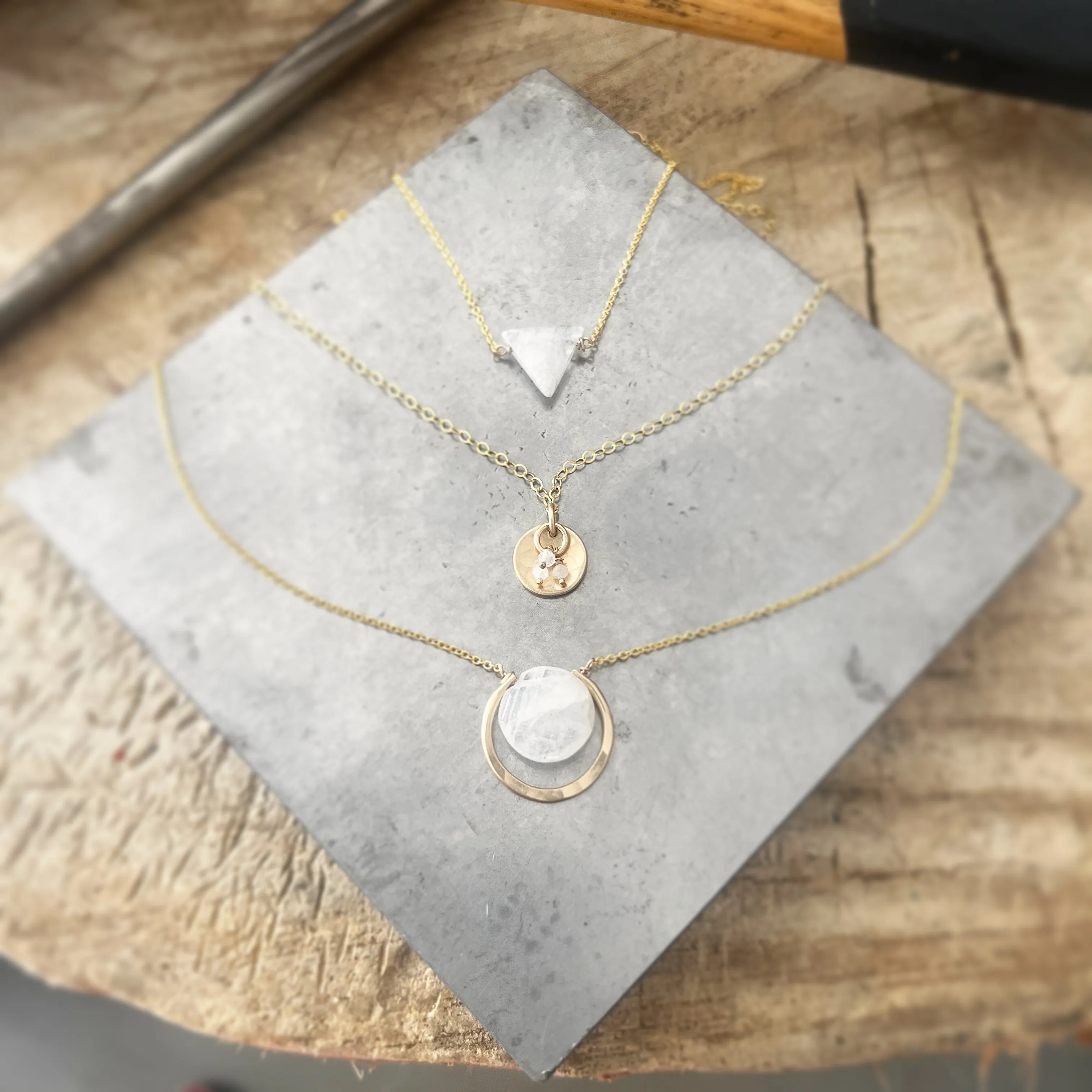 Moonstone Triangle necklace