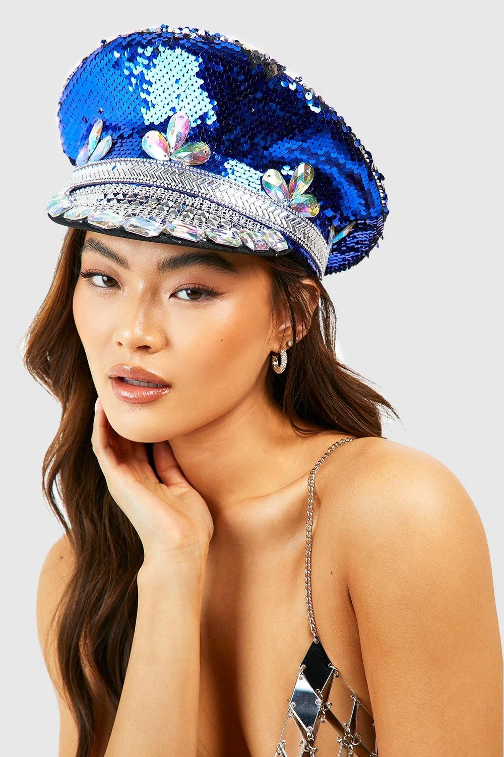 Multi Rhinestone Sequin Festival Trucker Hat