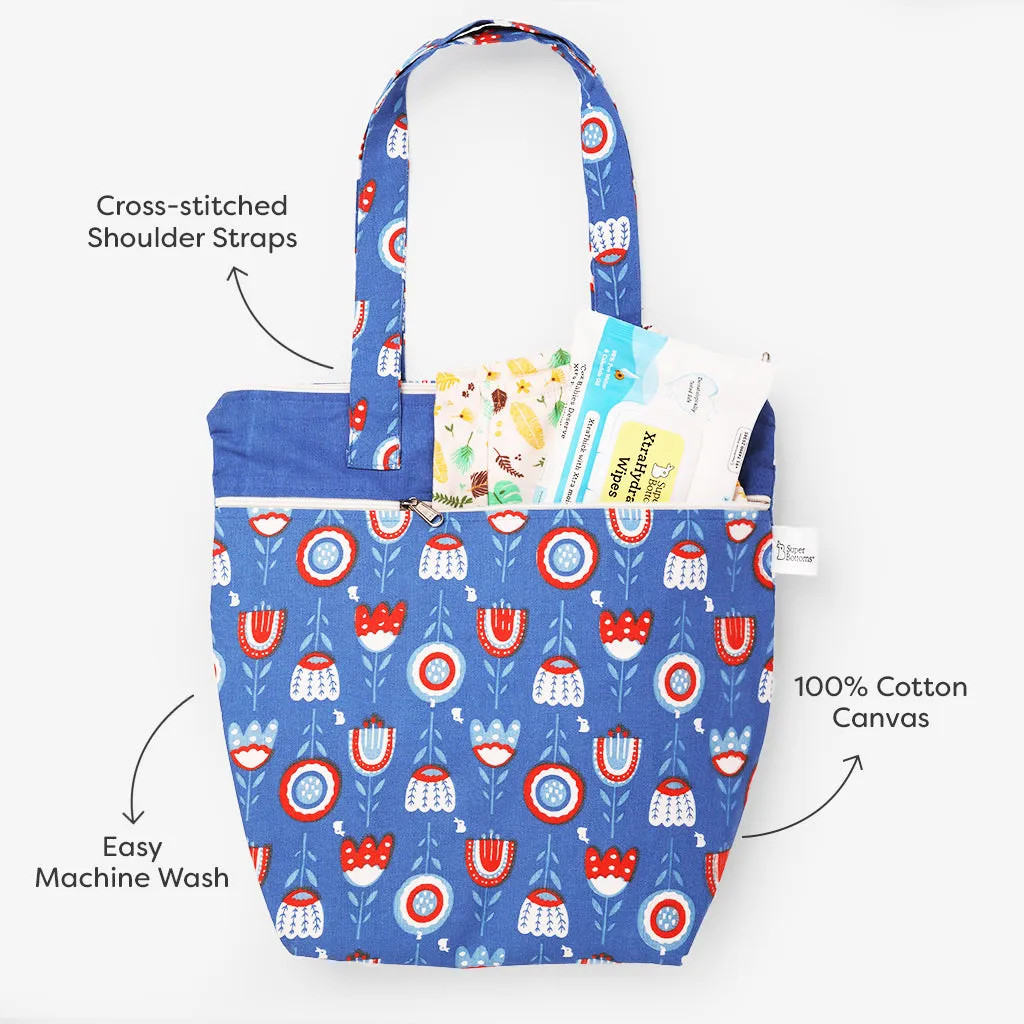 Multipurpose Canvas Tote  - Blue Floral