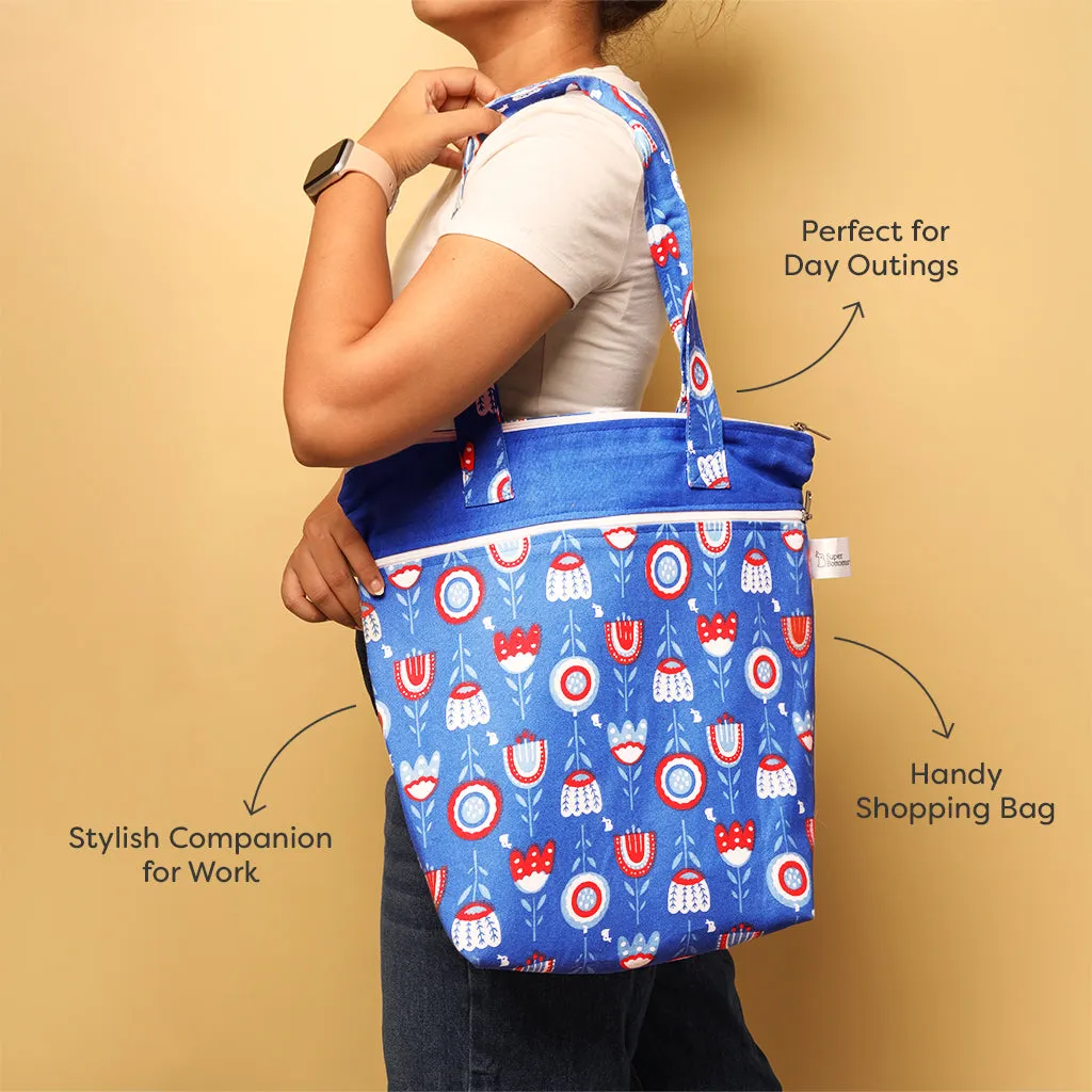 Multipurpose Canvas Tote  - Blue Floral