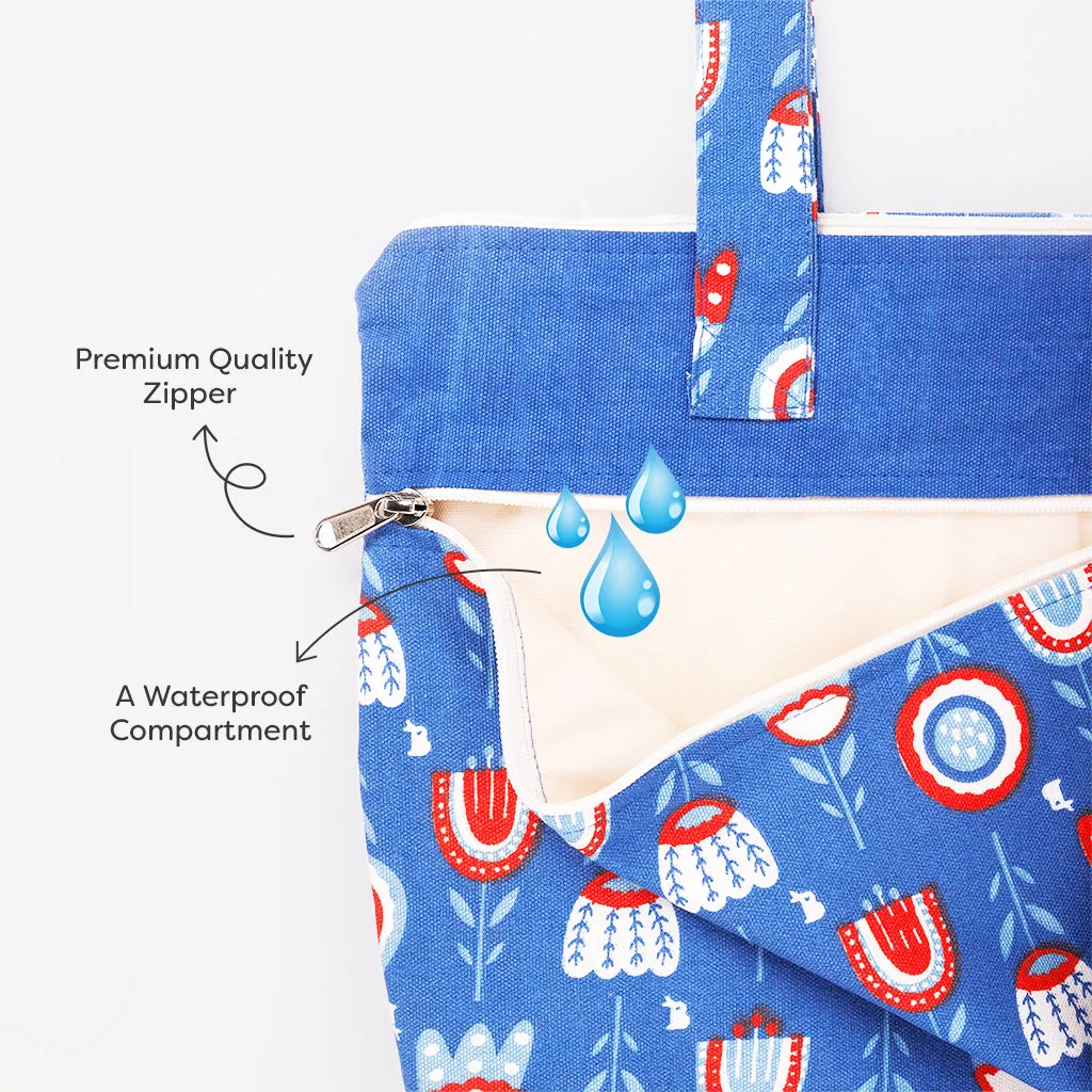 Multipurpose Canvas Tote  - Blue Floral