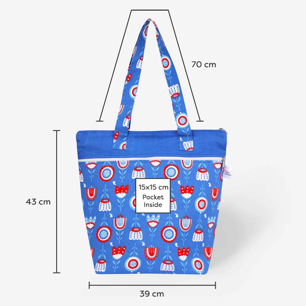 Multipurpose Canvas Tote  - Blue Floral