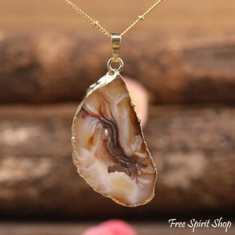 Natural Agate Druzy Geodes Necklace