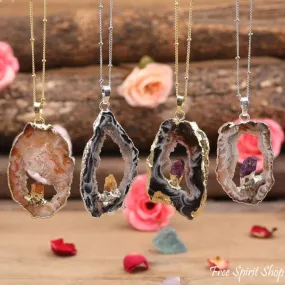 Natural Agate Druzy Geodes Necklace