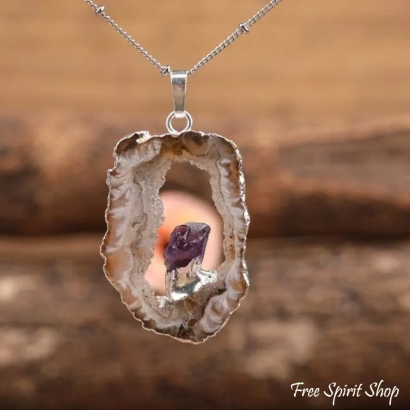 Natural Agate Druzy Geodes Necklace