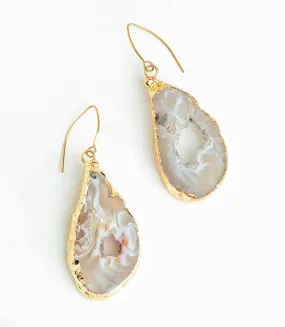 Natural Agate Gold Earrings