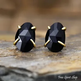 Natural Black Onyx Stud Earrings