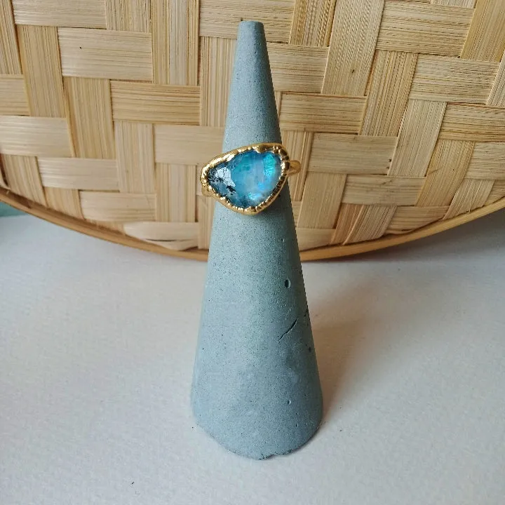 Natural blue moonstone ring