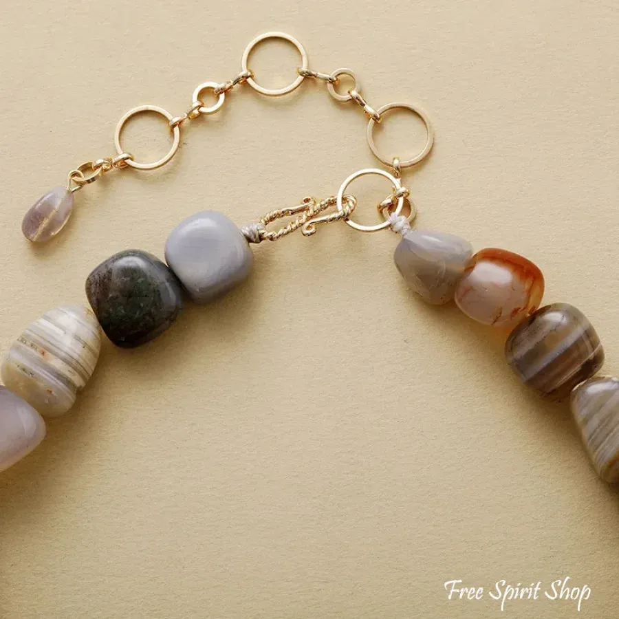 Natural Chunky Botswana Agate Gemstone Necklace