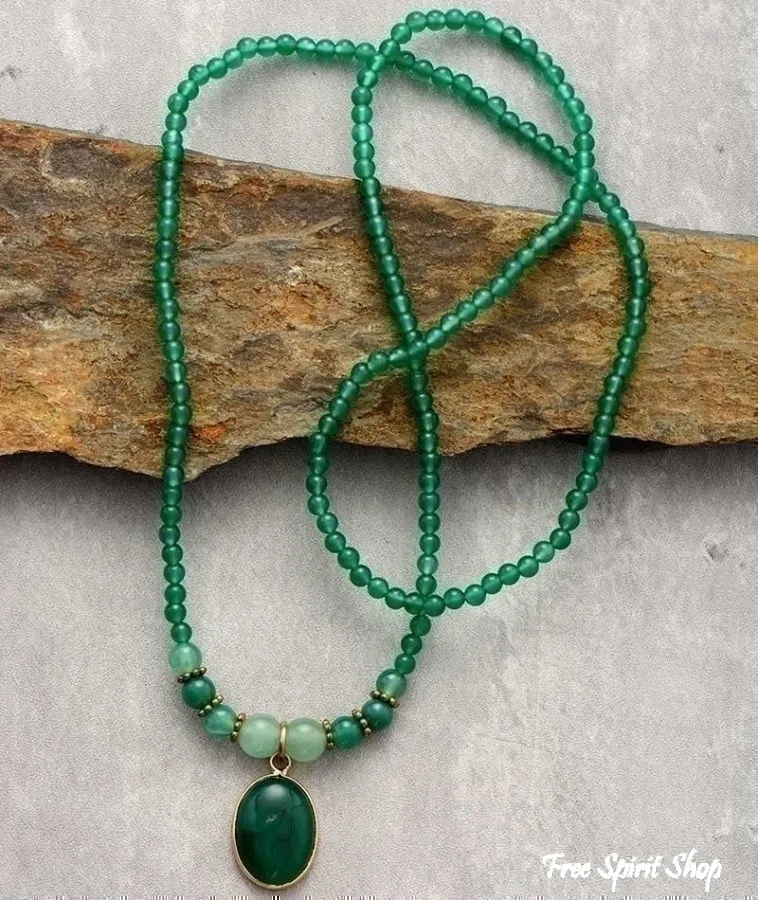 Natural Green Onyx Beaded Bracelet / Necklace